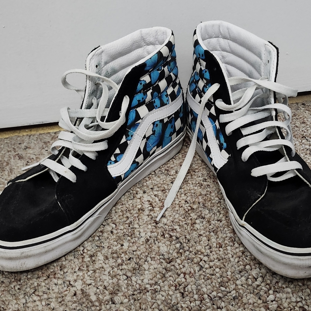 Womens High-Top Sneakers - Black and Blue - Picture 1 of 3